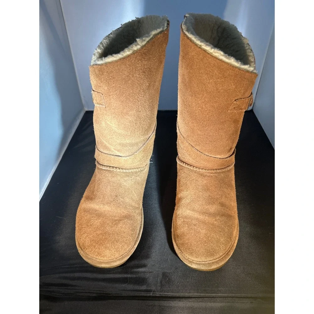 Bearpaw‎ Women's Tan Suede Leather Faux Fur Lined Winter Boots